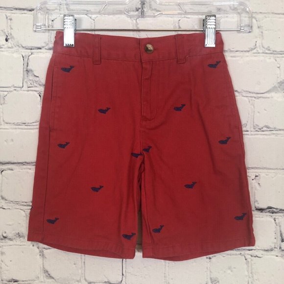 Janie and Jack Other - Janie And Jack Boys Red Chino Twill Shorts Size 4 Embroidered Whales